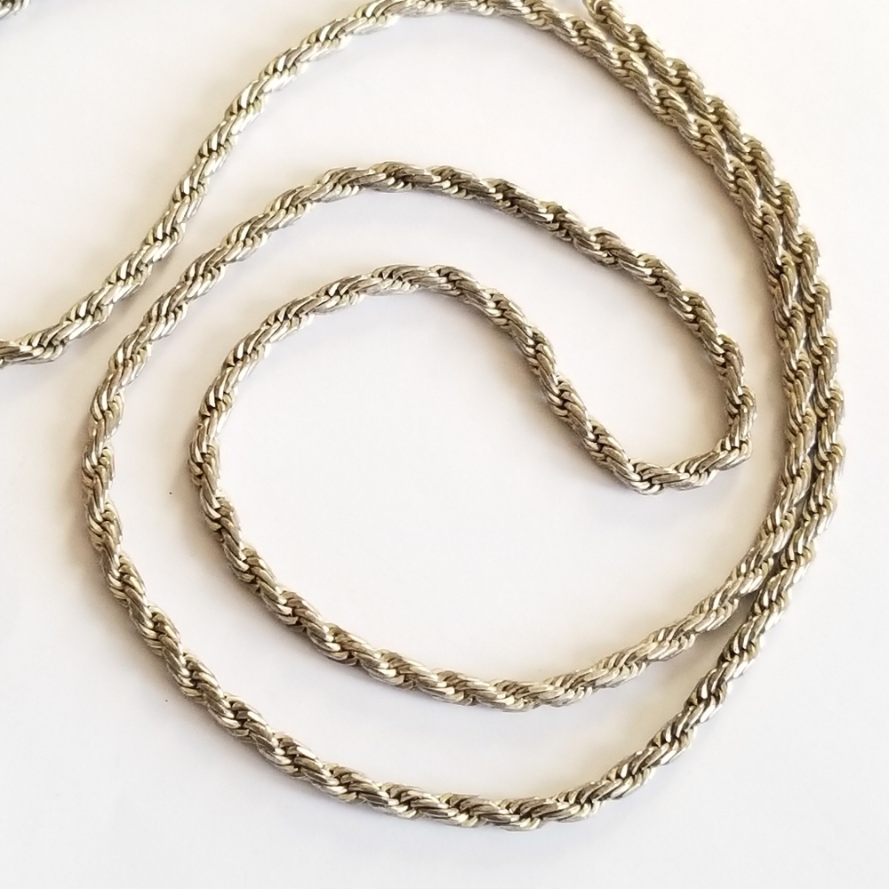 Vintage necklace silver tone chain necklace rope